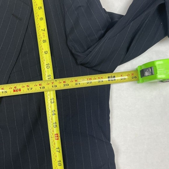 Brooks Brothers Makers Brooksease Pinstripe Blazer Jacket Sz 45 Long Black Wool - Picture 5 of 9